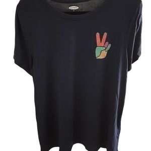 Blue glitter Peace tee